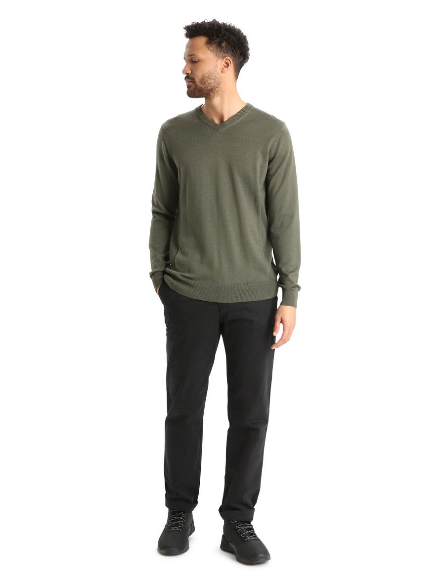 Loden Icebreaker Merino Shearer V Neck Men's Sweaters | AU 1220KORI